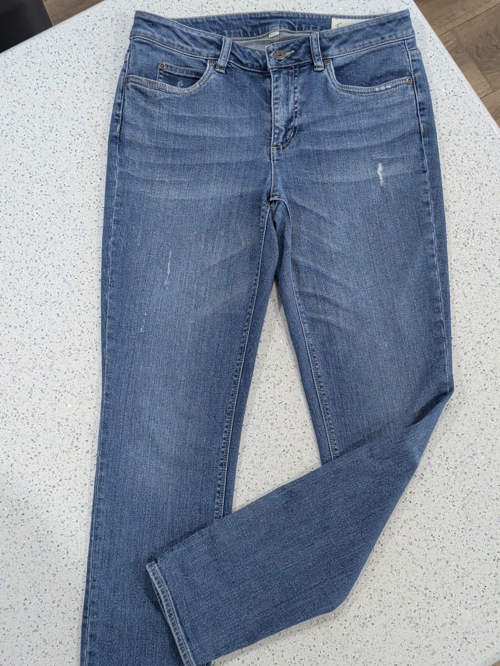 Vince Camuto Distressed Medium Blue Skinny Jeans